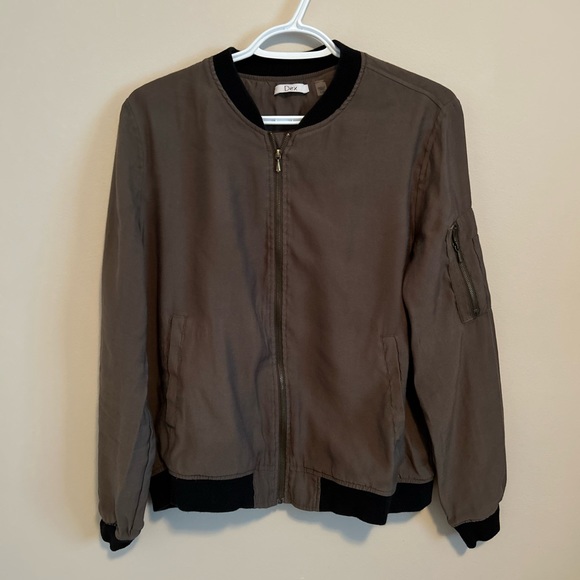 Army Green Dex Rayon Bomber Jacket Size L - Picture 4 of 9